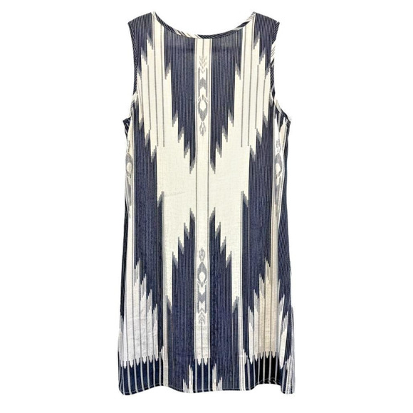 Women's CoverUp Dress Linen St. Tropez West 8 Black White Coastal Sleeveless - Picture 2 of 7